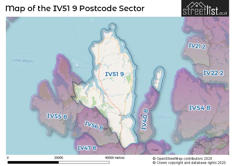 Map of the IV51 9 and surrounding postcode sector