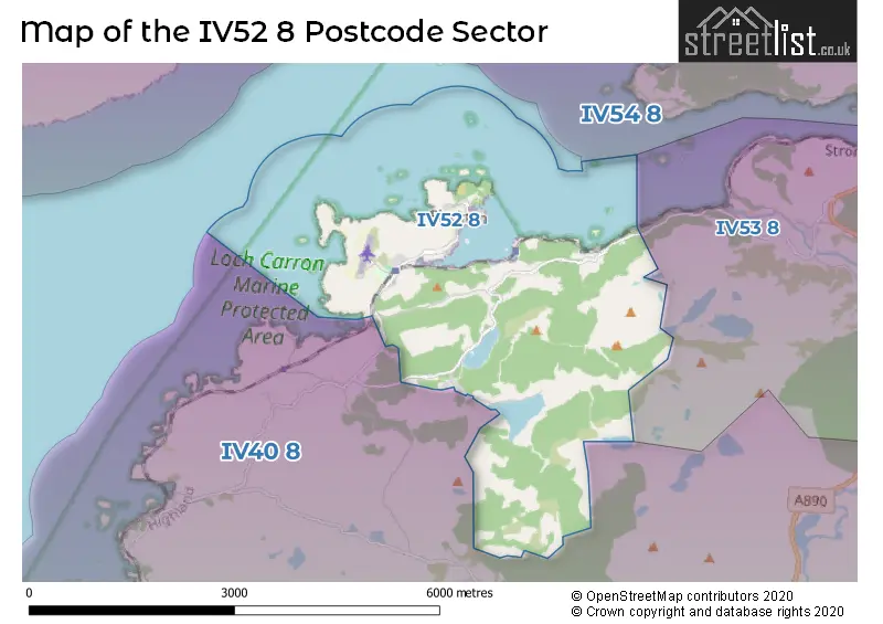 Map of the IV52 8 and surrounding postcode sector