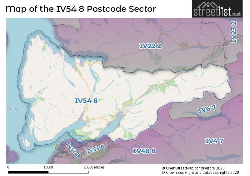 Map of the IV54 8 and surrounding postcode sector