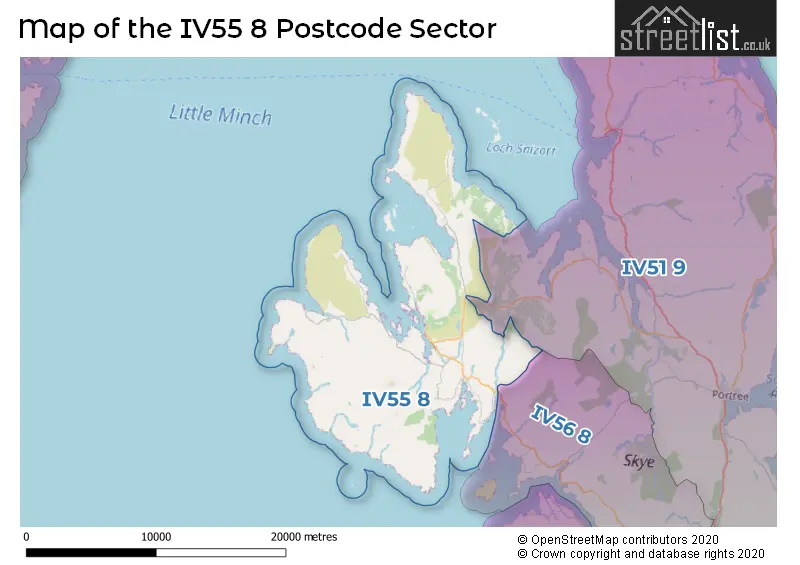 Map of the IV55 8 and surrounding postcode sector