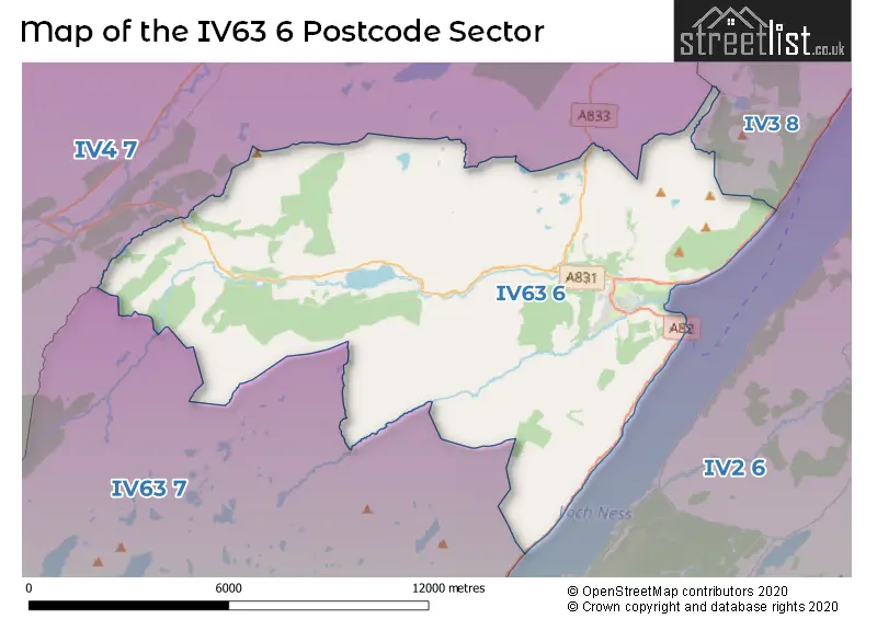 Map of the IV63 6 and surrounding postcode sector