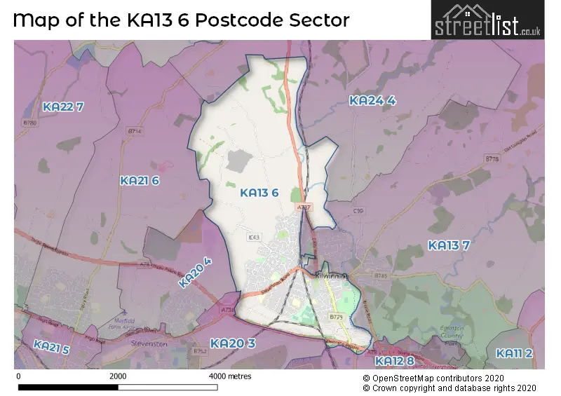 Map of the KA13 6 and surrounding postcode sector