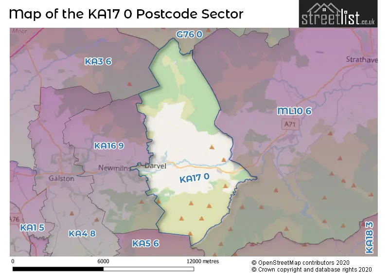 Map of the KA17 0 and surrounding postcode sector