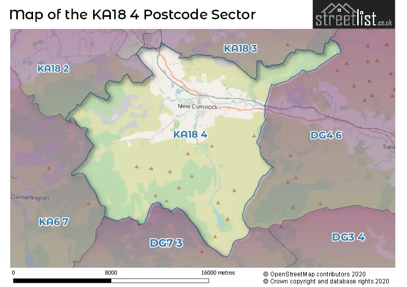 Map of the KA18 4 and surrounding postcode sector