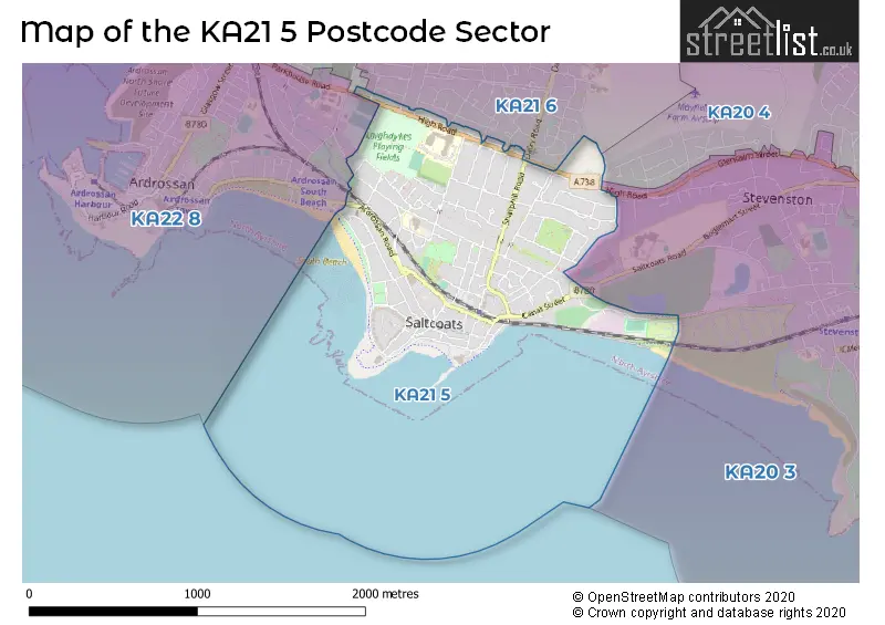 Map of the KA21 5 and surrounding postcode sector