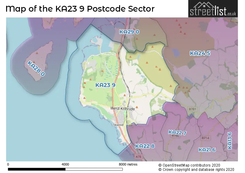 Map of the KA23 9 and surrounding postcode sector