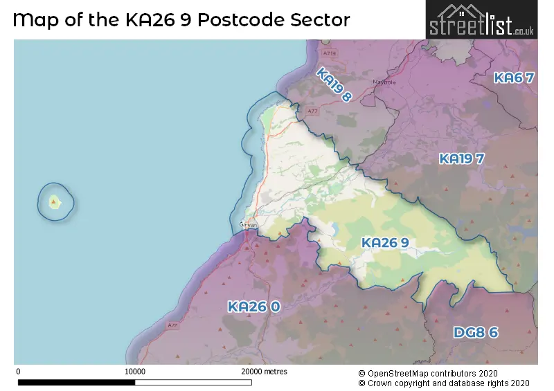 Map of the KA26 9 and surrounding postcode sector