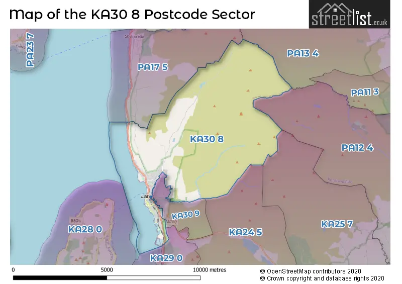 Map of the KA30 8 and surrounding postcode sector