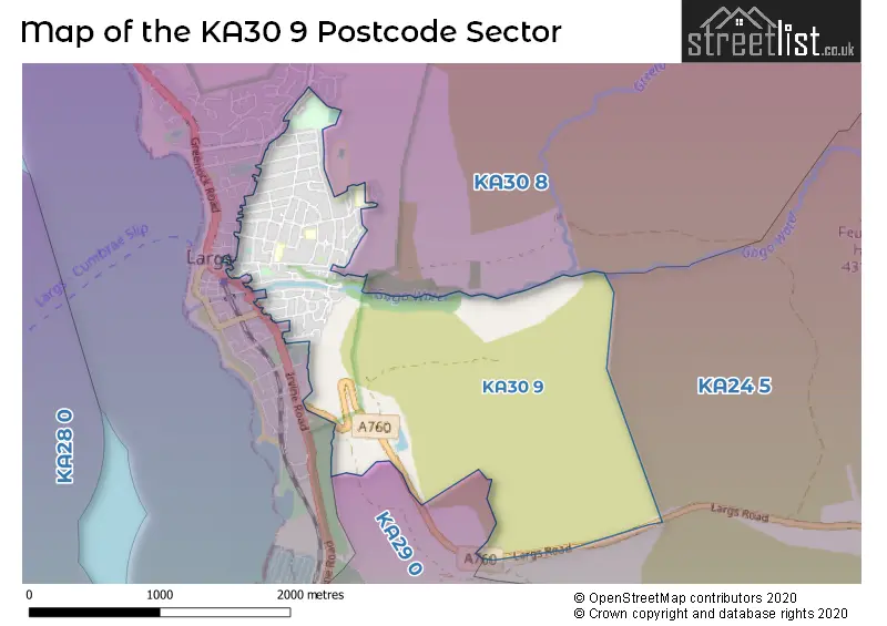 Map of the KA30 9 and surrounding postcode sector