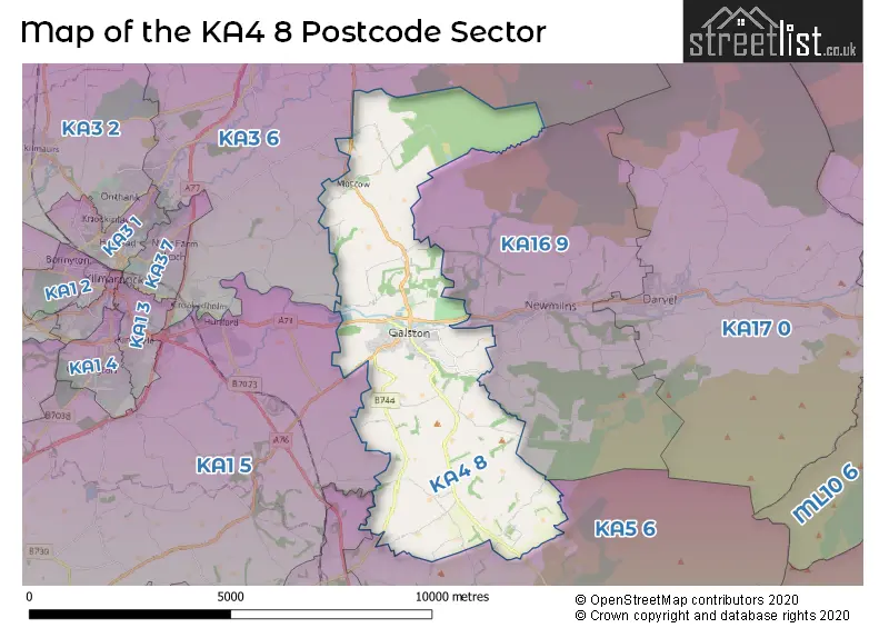 Map of the KA4 8 and surrounding postcode sector