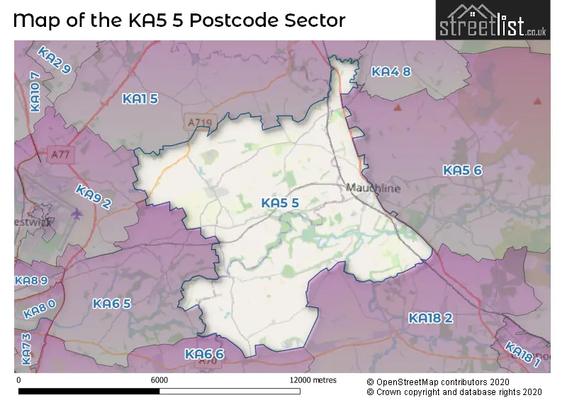 Map of the KA5 5 and surrounding postcode sector