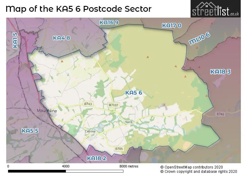 Map of the KA5 6 and surrounding postcode sector