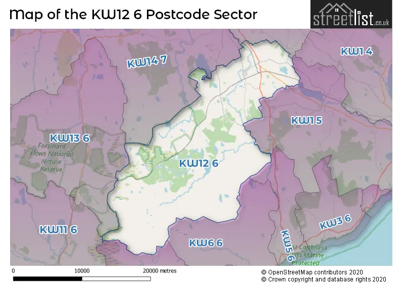 Map of the KW12 6 and surrounding postcode sector