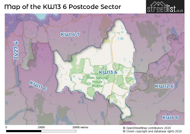 Map of the KW13 6 and surrounding postcode sector