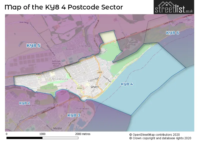 Map of the KY8 4 and surrounding postcode sector