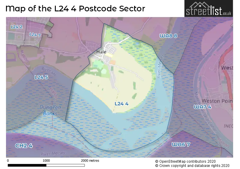 Map of the L24 4 and surrounding postcode sector
