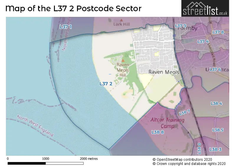 Map of the L37 2 and surrounding postcode sector