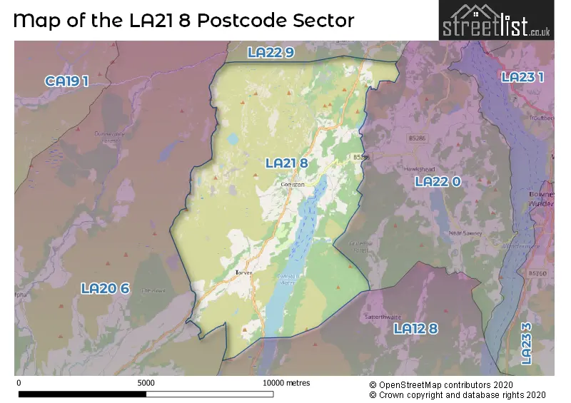 Map of the LA21 8 and surrounding postcode sector