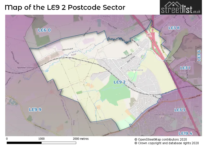 Map of the LE9 2 and surrounding postcode sector