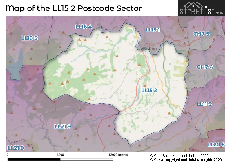 Map of the LL15 2 and surrounding postcode sector