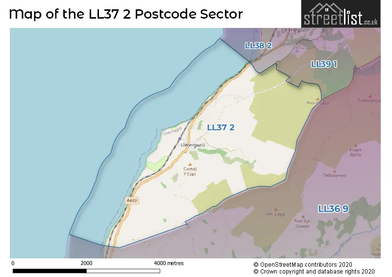 Map of the LL37 2 and surrounding postcode sector