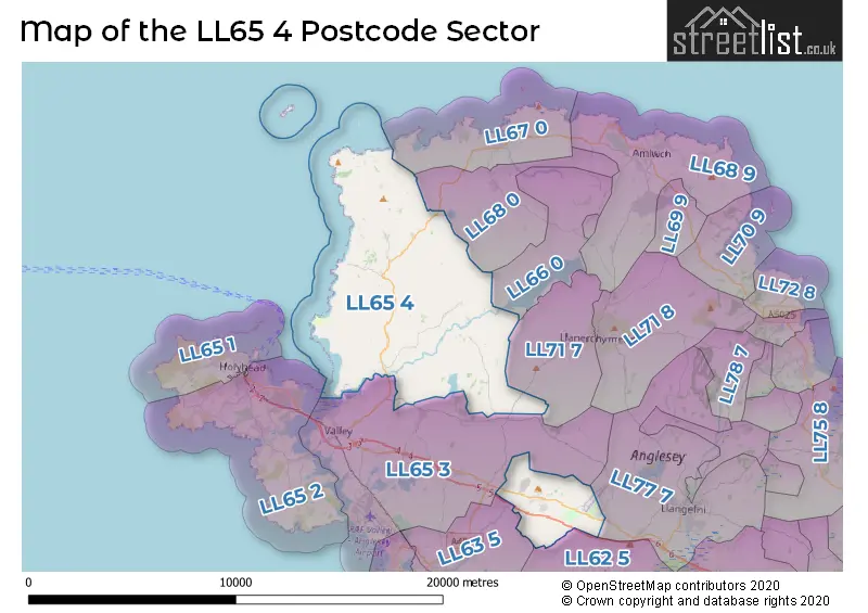 Map of the LL65 4 and surrounding postcode sector