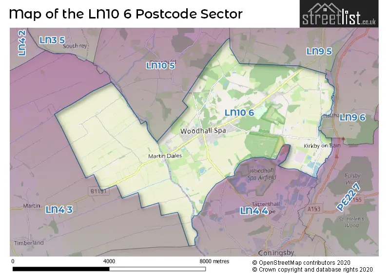 Map of the LN10 6 and surrounding postcode sector