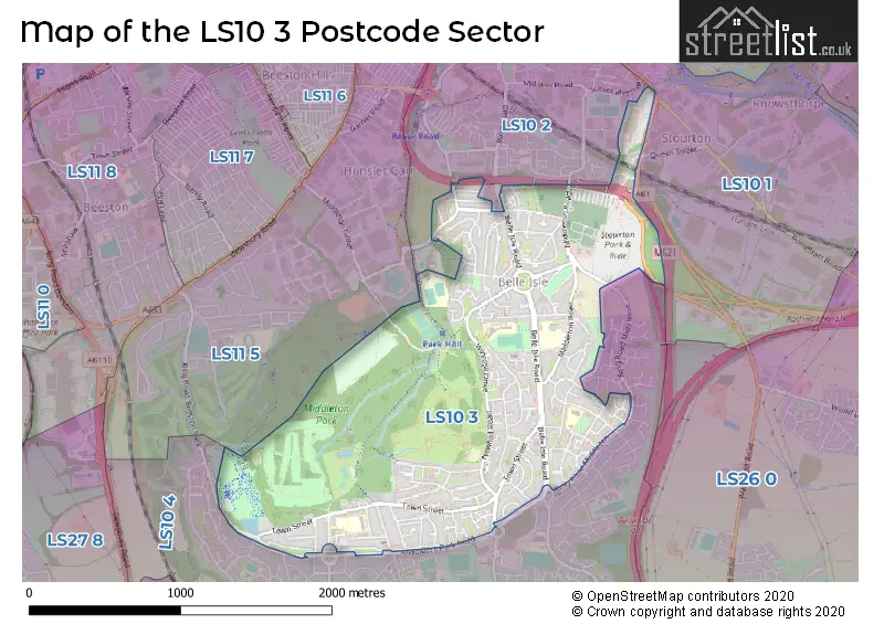 Map of the LS10 3 and surrounding postcode sector