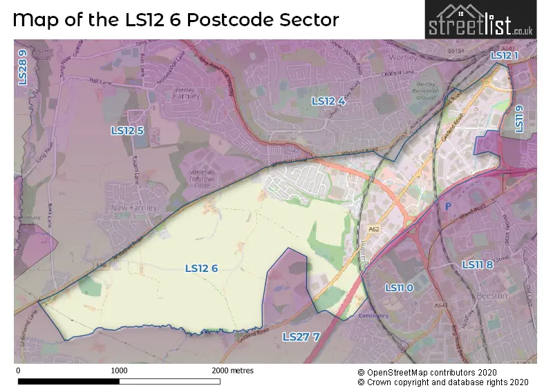 Map of the LS12 6 and surrounding postcode sector