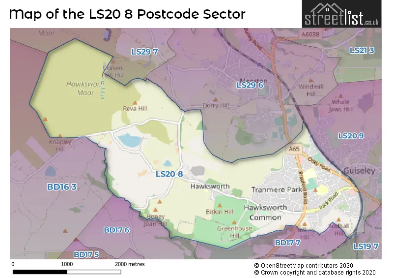 Map of the LS20 8 and surrounding postcode sector