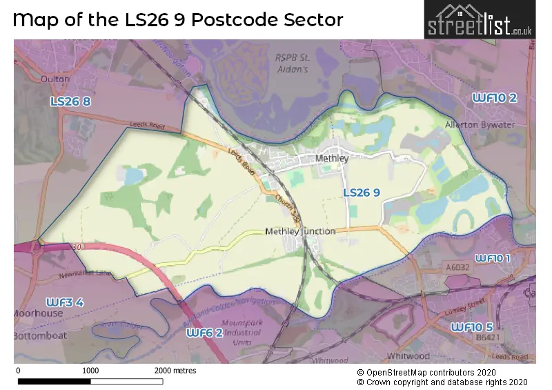 Map of the LS26 9 and surrounding postcode sector
