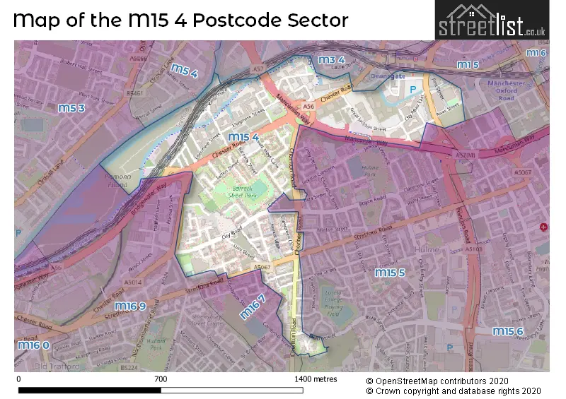 Map of the M15 4 and surrounding postcode sector