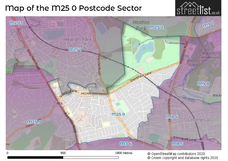Map of the M25 0 and surrounding postcode sector