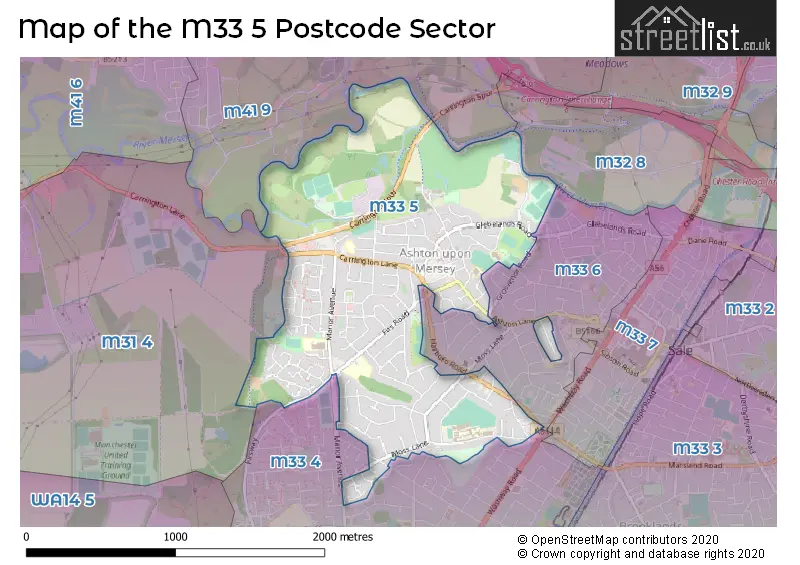 Map of the M33 5 and surrounding postcode sector