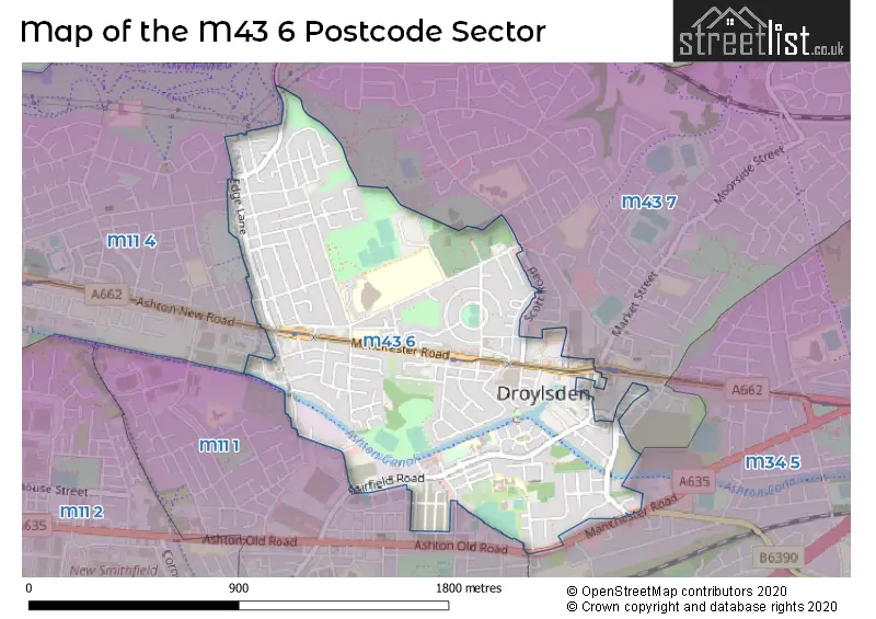 Map of the M43 6 and surrounding postcode sector