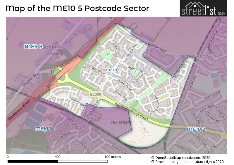 Map of the ME10 5 and surrounding postcode sector