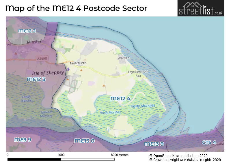 Map of the ME12 4 and surrounding postcode sector