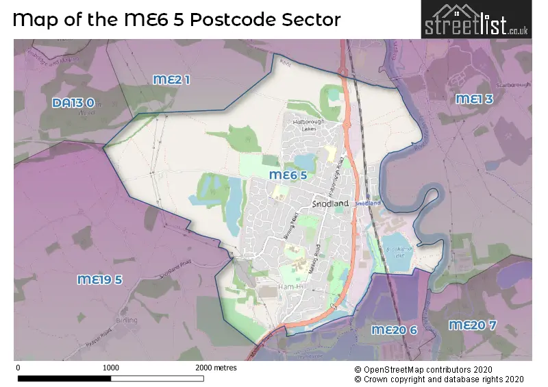 Map of the ME6 5 and surrounding postcode sector