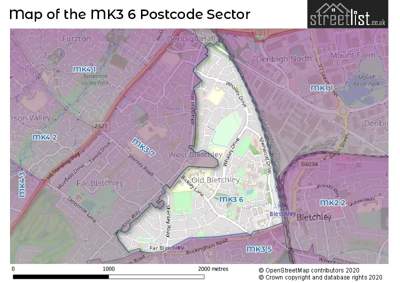 Map of the MK3 6 and surrounding postcode sector