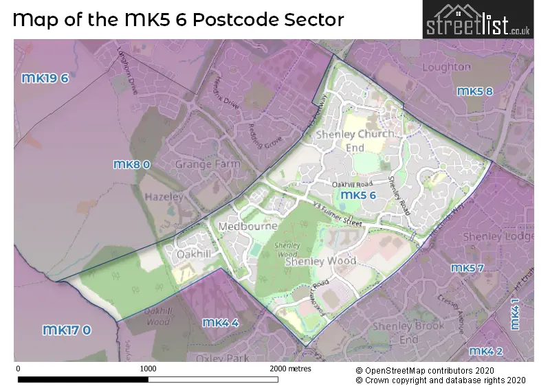 Map of the MK5 6 and surrounding postcode sector