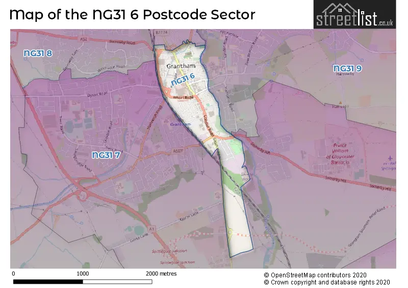 Map of the NG31 6 and surrounding postcode sector