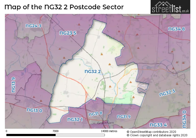 Map of the NG32 2 and surrounding postcode sector