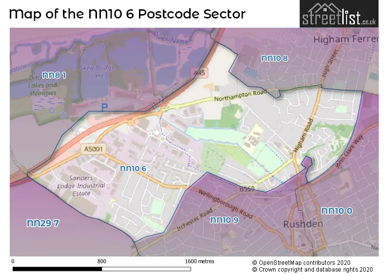 Map of the NN10 6 and surrounding postcode sector