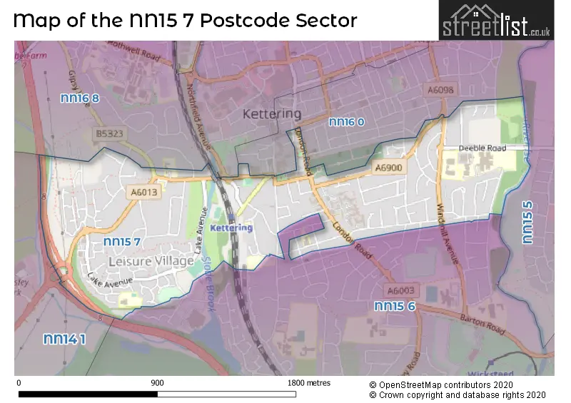 Map of the NN15 7 and surrounding postcode sector