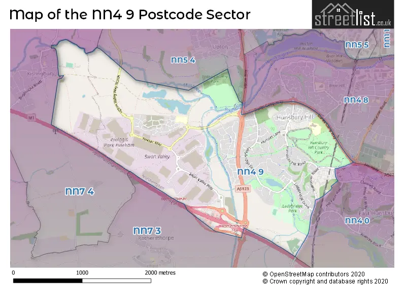 Map of the NN4 9 and surrounding postcode sector