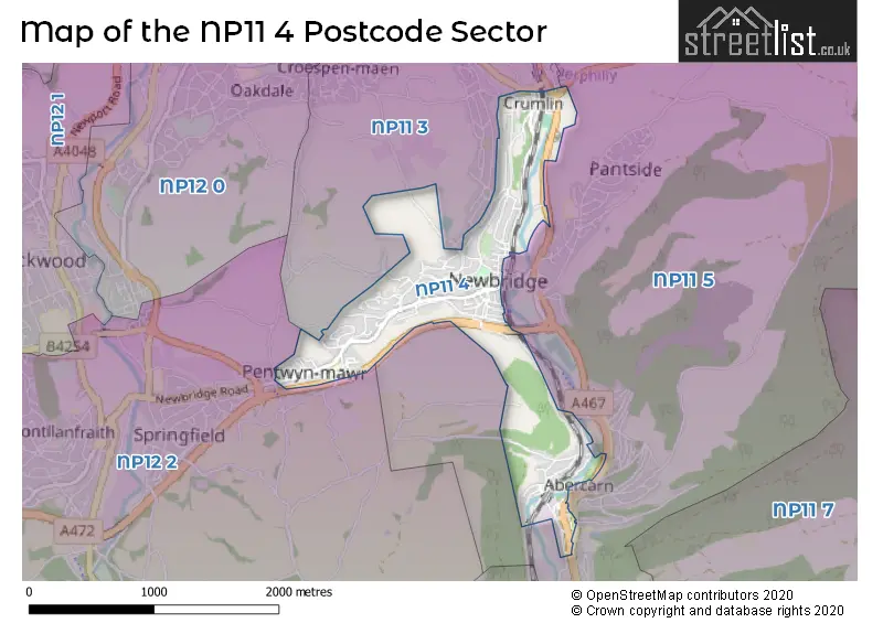 Map of the NP11 4 and surrounding postcode sector