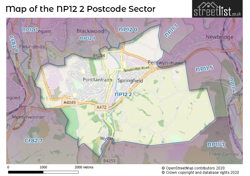 Map of the NP12 2 and surrounding postcode sector