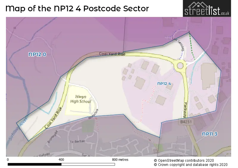 Map of the NP12 4 and surrounding postcode sector