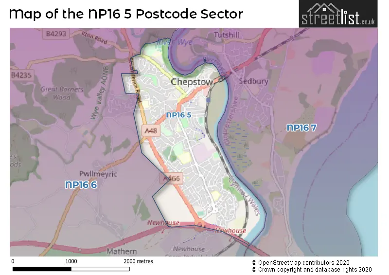 Map of the NP16 5 and surrounding postcode sector
