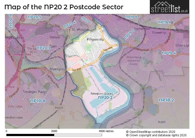 Map of the NP20 2 and surrounding postcode sector